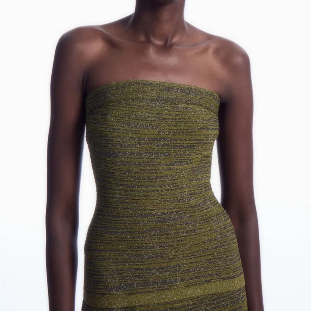 COS Green Glitter Tube Top - XS